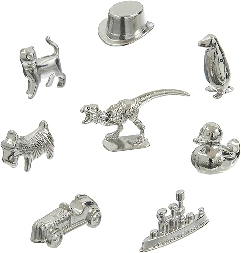 Miniatura 1 de Paquete de 8 peones de repuesto compatibles con Monopoly  T-Rex, Terrier, auto de carreras, sombrero superior, acorazado, gato, pato, pingüino