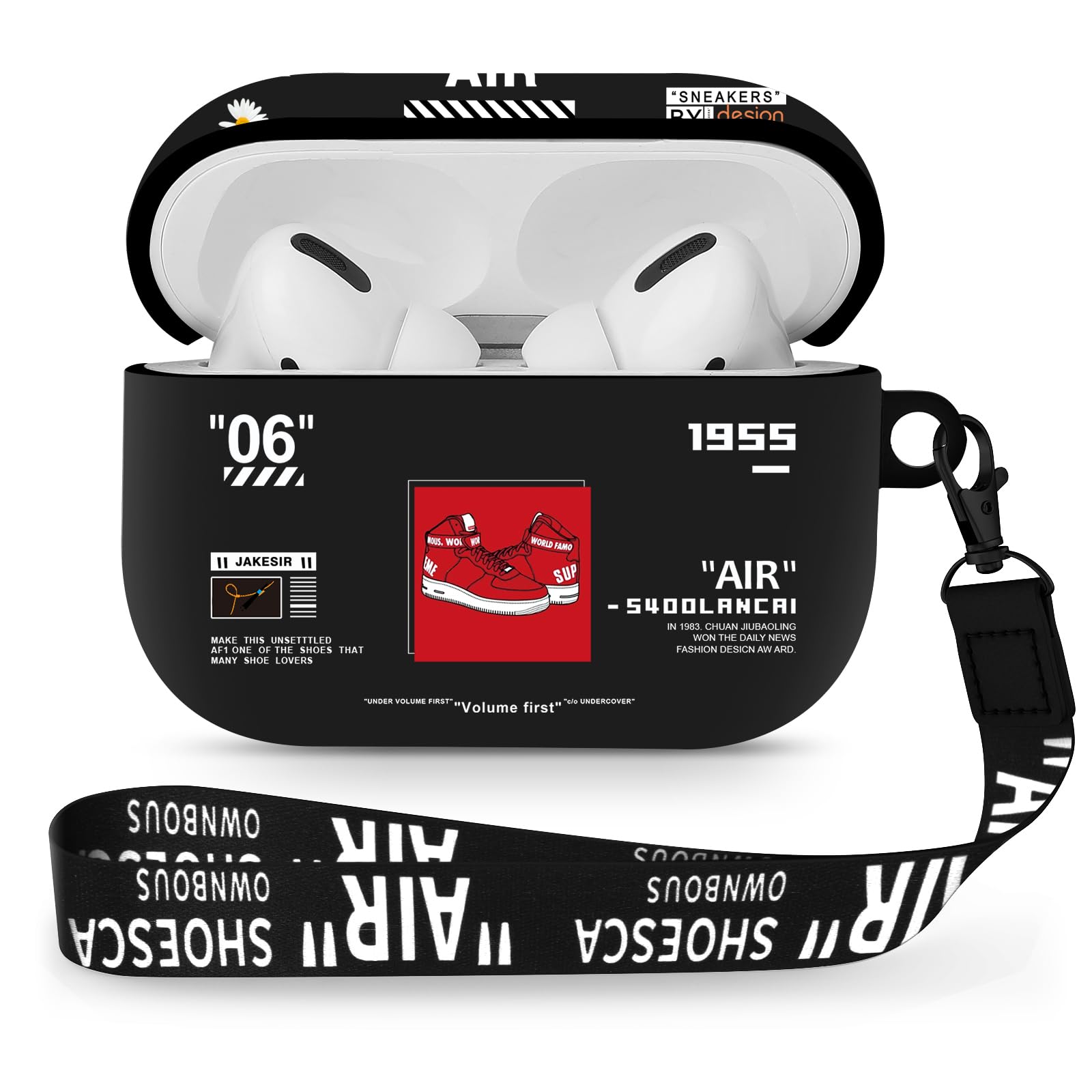 Airpods Pro 2 Case, Cute Cool Red Shoes Pattern TPU Soft Case for Airpods Pro 2/1 Gen, Shockproof with Lanyard & Keychain