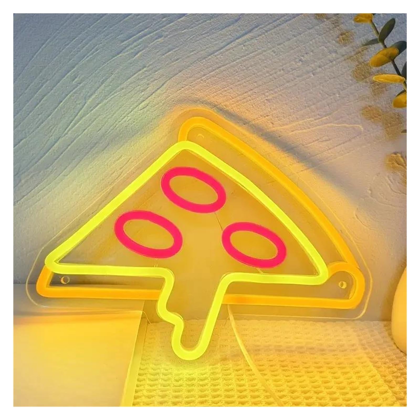 SHOUXI Sign Lamp Pizza Neon Sign for Wall Decor Dimmable Light Pizza Shaped Business Kitchen Restaurant Decor USB Powered 25cmx20cm