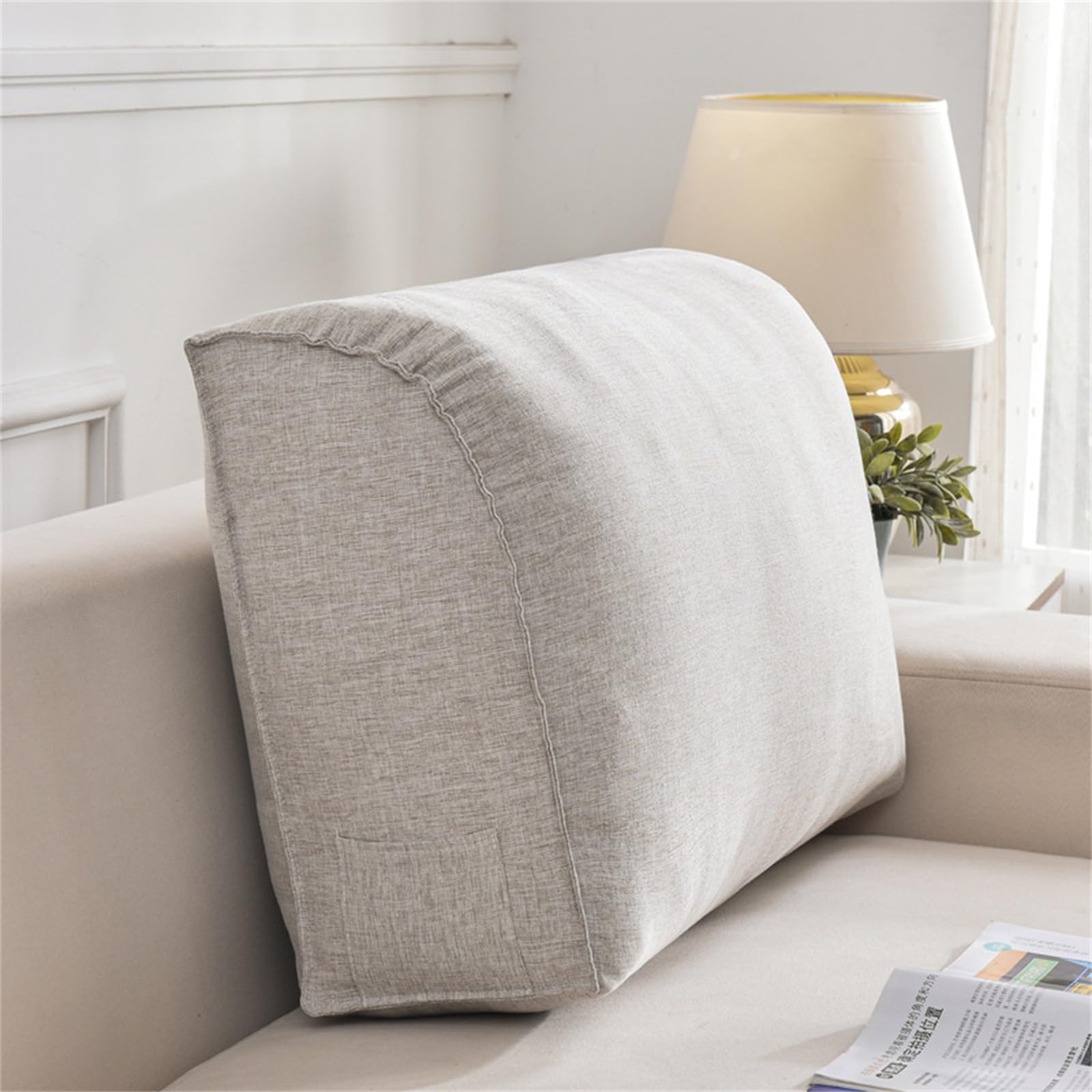Morbuy Cojin Lectura de Respaldo para Cabecero de Cama, Respaldo Cama Suave Almohada de Lectura Cómodo Cojin Lumbar Respaldo Sofa Extraíble para Sofá, Silla (Lino-Verde Salvia,70x45x20cm)
