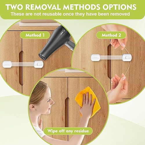 Miniatura 7 de Paquete de 6 cerraduras de correa de seguridad ajustables para niños, cerraduras de seguridad para cajones de gabinete a prueba de bebés, cerraduras