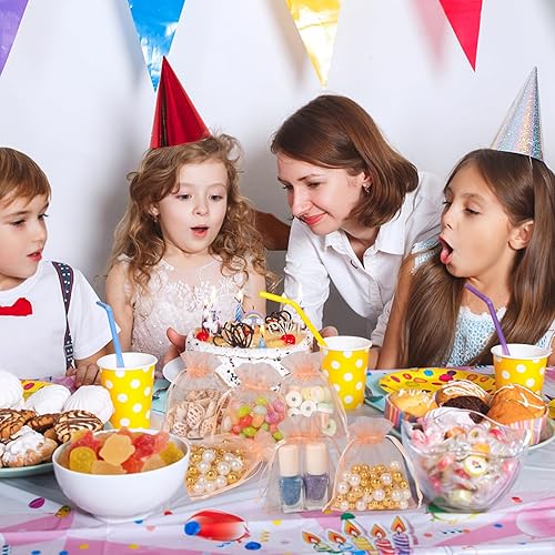 Miniatura 5 de Bolsas de organza transparente, 50 bolsas de regalo pequeñas de 3 x 4 pulgadas para fiestas, festivales, bodas, bolsas de regalo con cordón, bolsas