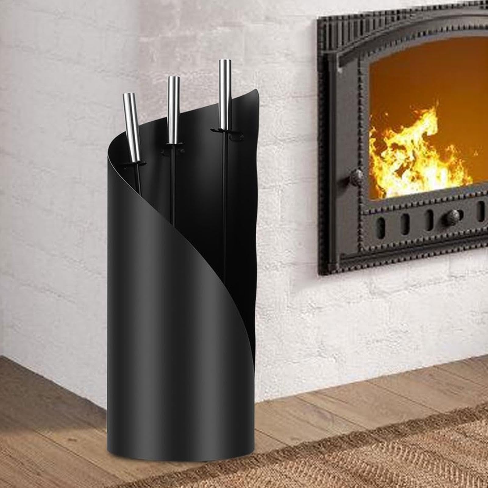 Herramientas para chimenea, juego de 4 herramientas modernas y portátiles de hierro para chimenea, accesorios profesionales para chimenea, juego ergonómico de cocina para interiores