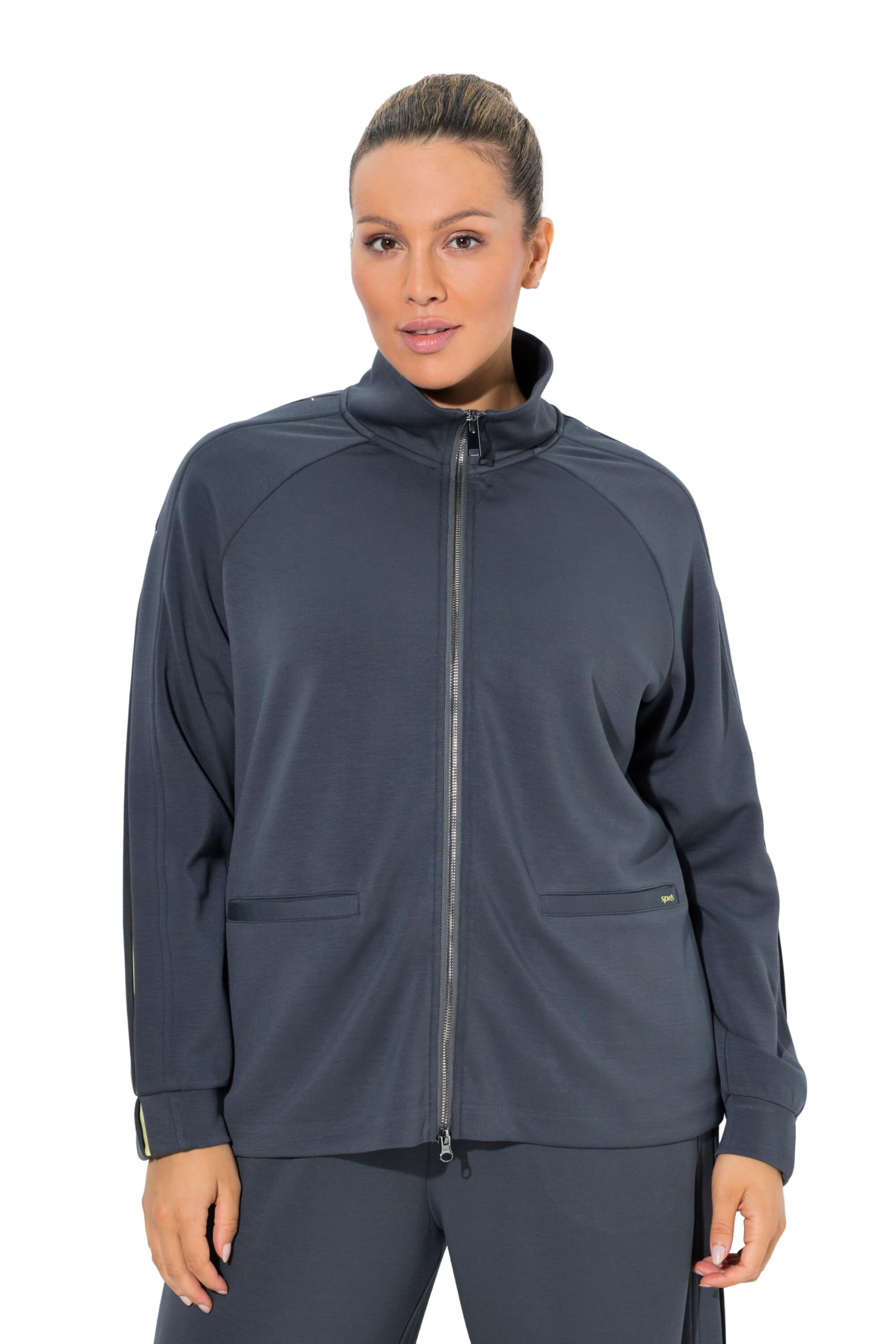 Ulla Popken Damen große Größen Übergrößen Plus Size Sweatjacke, kühlend, Stehkragen, Langarm 846324