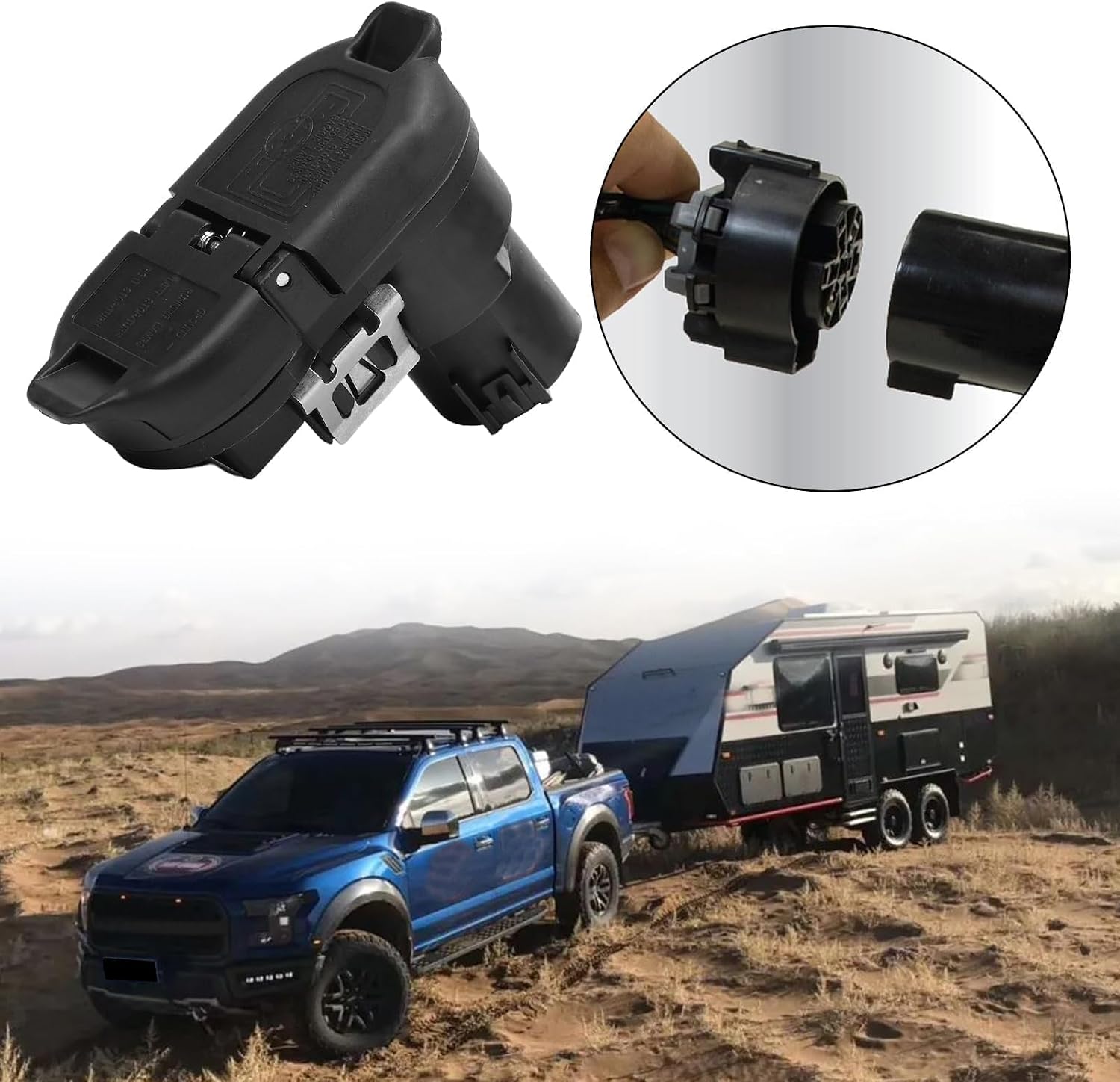 Trailer Brake Harness Towing 7-Pin Round / 4-Pin Flat Plug Connector Fits 2009-2023 F150 F250 F350 E150 E250 E350 Expedition Super Duty, Replaces 9U5Z-14489-MAA