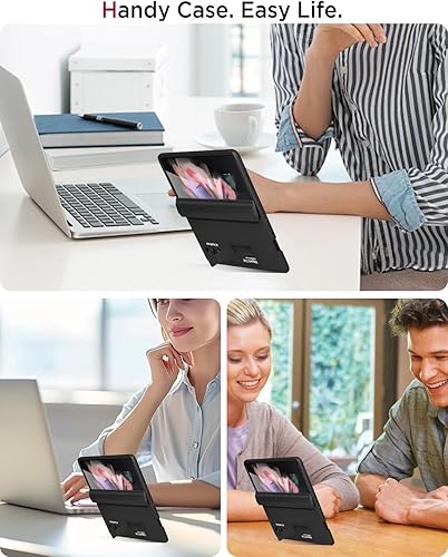 Miniatura 8 de Miimall Funda compatible con Samsung Galaxy Z Fold 3 con bisagra magnética, parachoques duro ultrafino de policarbonato todo incluido, carcasa con