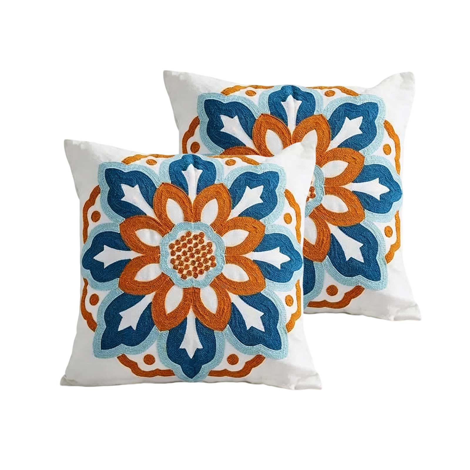 AXCTYSFP Embroidered Floral Square Throw Pillow Covers