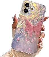 Vista 104 de I-MGAE-IN-AR - Funda compacta para iPhone 16 Pro Max con diseño de mariposa plateada brillante, a la moda, suave, delgada, de poliuretano