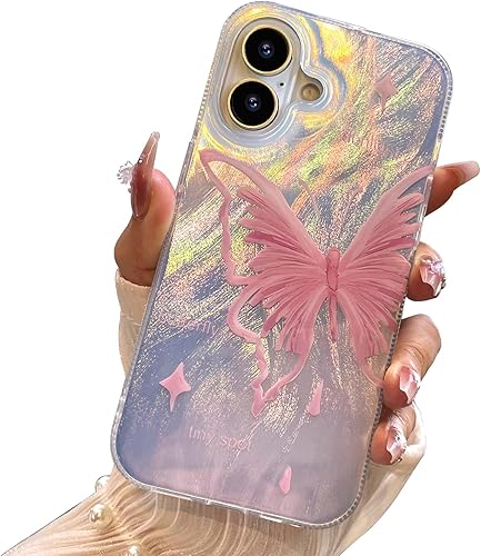 Miniatura 102 de I-MGAE-IN-AR - Funda diseñada para iPhone 12 y 12 Pro, diseño de mariposa plateada brillante, funda protectora de poliuretano termoplástico, suave,