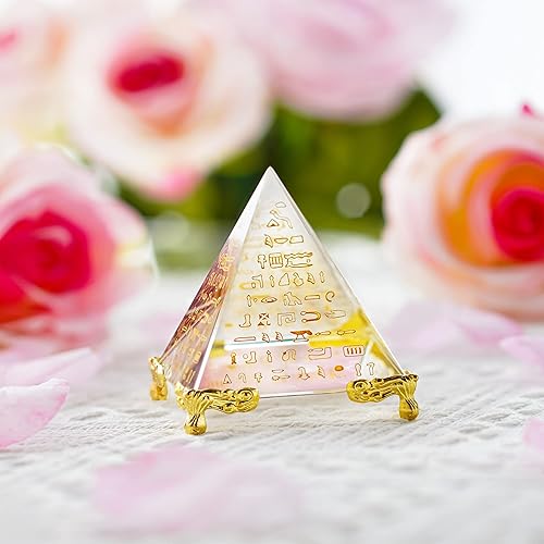 Miniatura 4 de Figuras de pirámide de cristal coloridas de 2.362in, decoración de pirámide de meditación Feng Shui para energía positiva, pirámide de cristal,