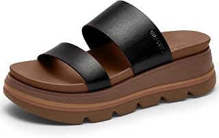 Vilanva Women’s Platform Slide Sandals, 2 Inch Chunky Double Strap Slip-On Sandals with Cushioned Footbed, Water-Friendly Non-Slip Casual Summer Slides