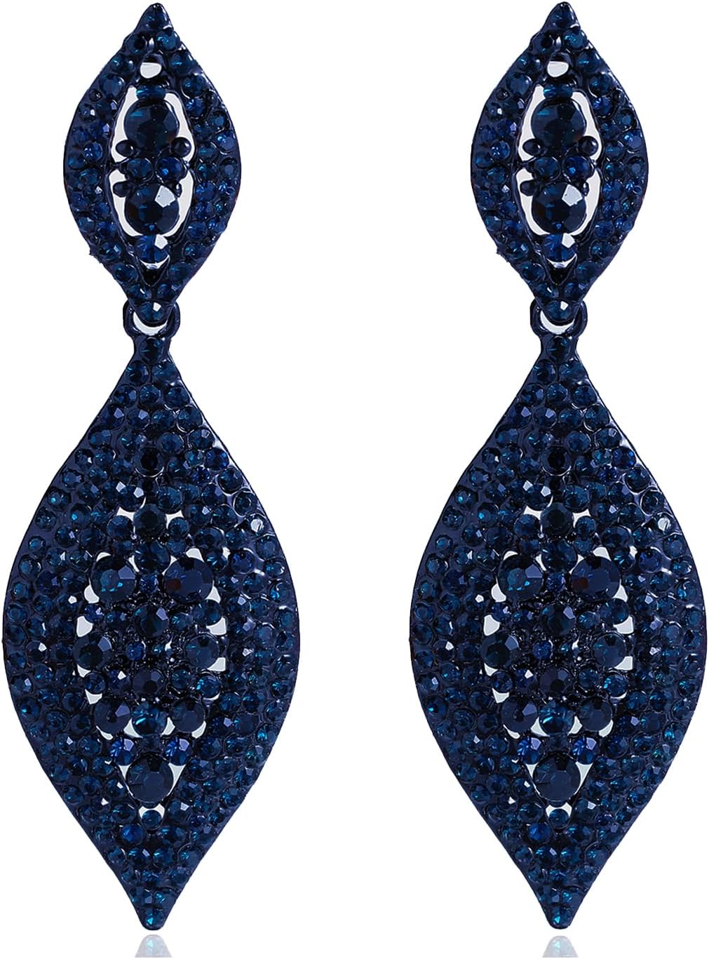 Fashion Rhinestone Crystal Wedding Earrings for Women Bridal Bridesmaid Long Leaf Chandelier Teardrop Dangle Earrings Jewelry