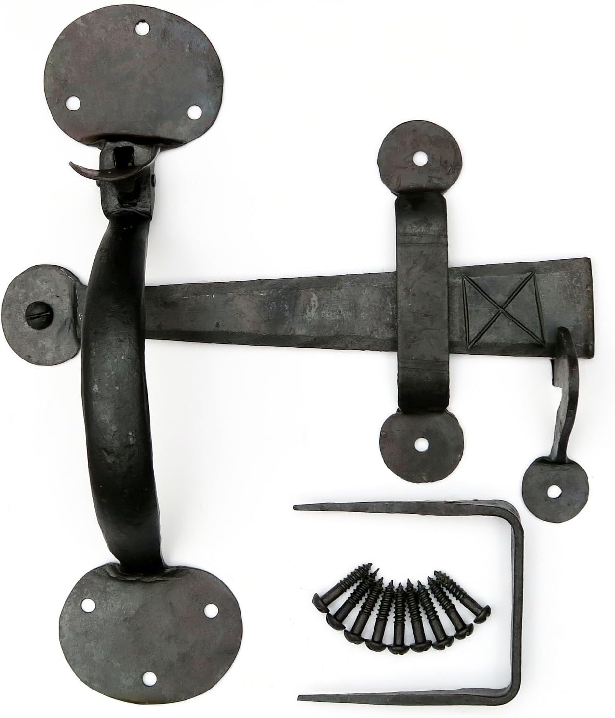 Castelion® 8" Suffolk Thumb Latch : Black Plain Bean Door Latch Forged in Wrought Iron with a Beeswax Finish