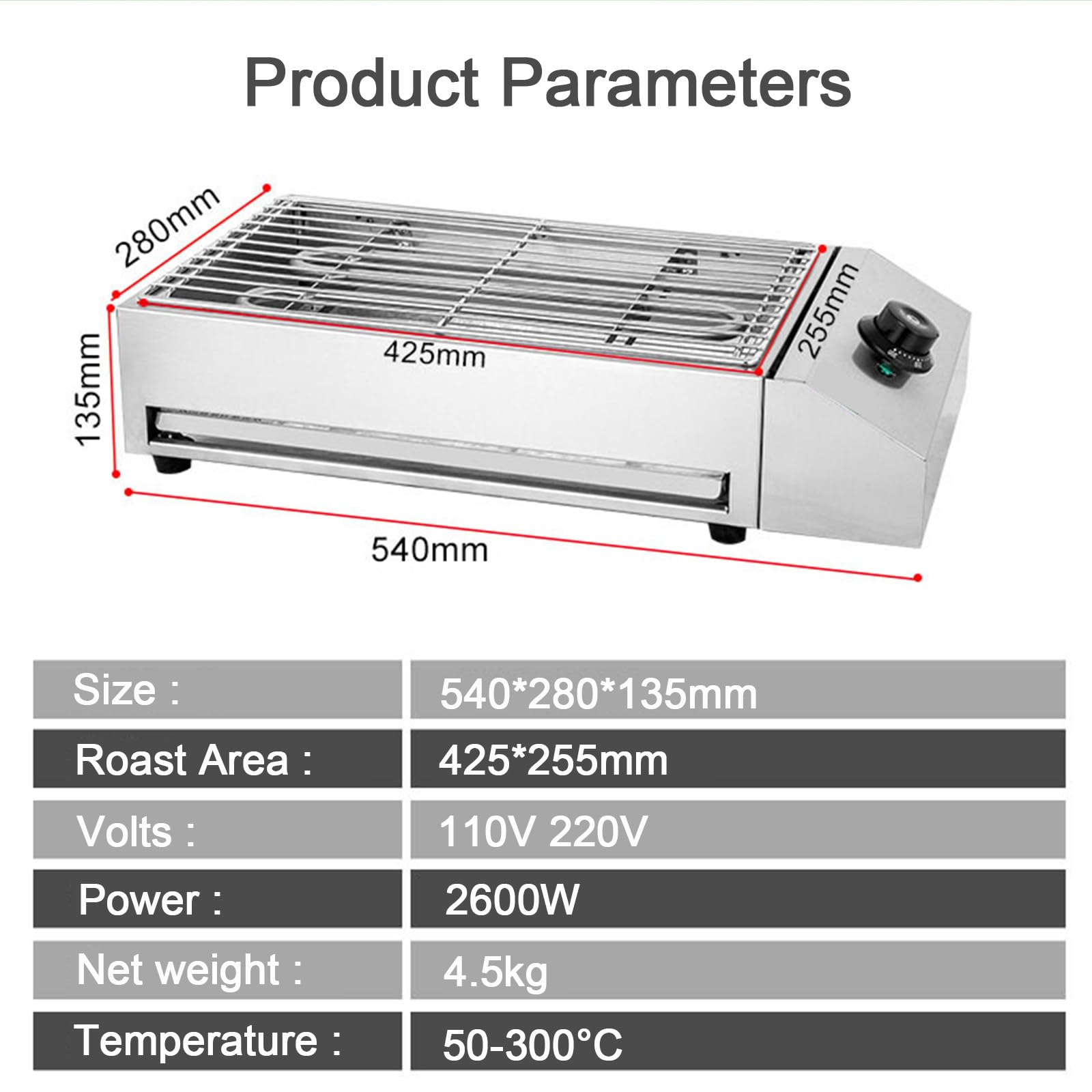 Piastra Elettrico per Barbecue Senza Fumo Grill da banco Elettrico con Controllo termostatico Regolabile, griglia da Interno in Acciaio Inox BBQ per Ristorante Campeggio Partito