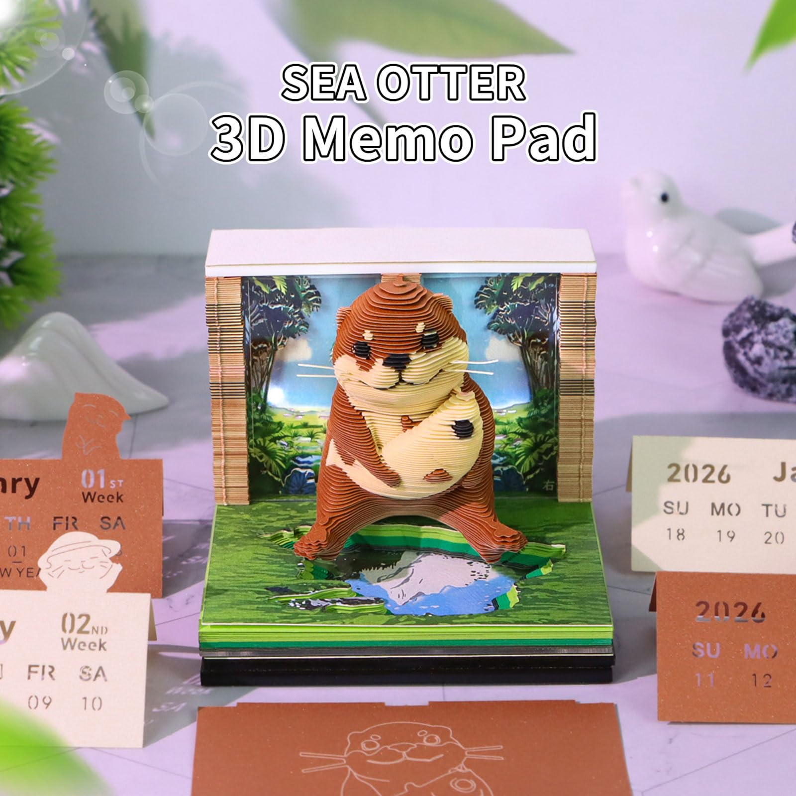 Calendrier hebdomadaire d ' art en papier Animal, avec Design détachable en 3D, pour décoration de Table, papeterie de bureau Unique, 2026