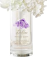 Personalization Universe Birthstone Personalized Glass Cylinder Flower Vase - Custom Name, Initial & Text, 7.5" Made in USA