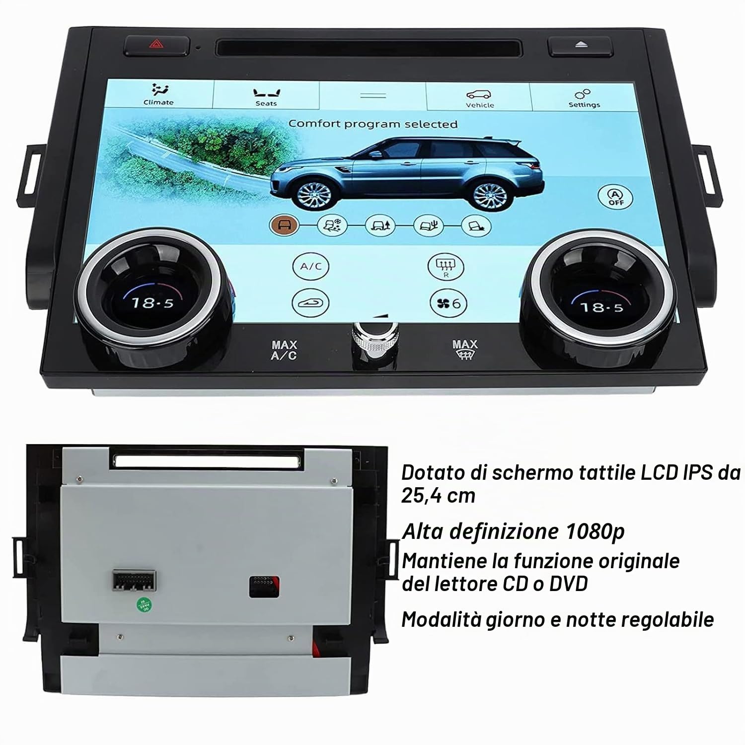 ASVEGE 10,1 pollici Pannello AC per Climatizzatore dell'aria Condizionata Touch Screen LCD per Land Rover Range Rover Sport L494 2013-2017, Versione di Aggiornamento con Guida Installazione.