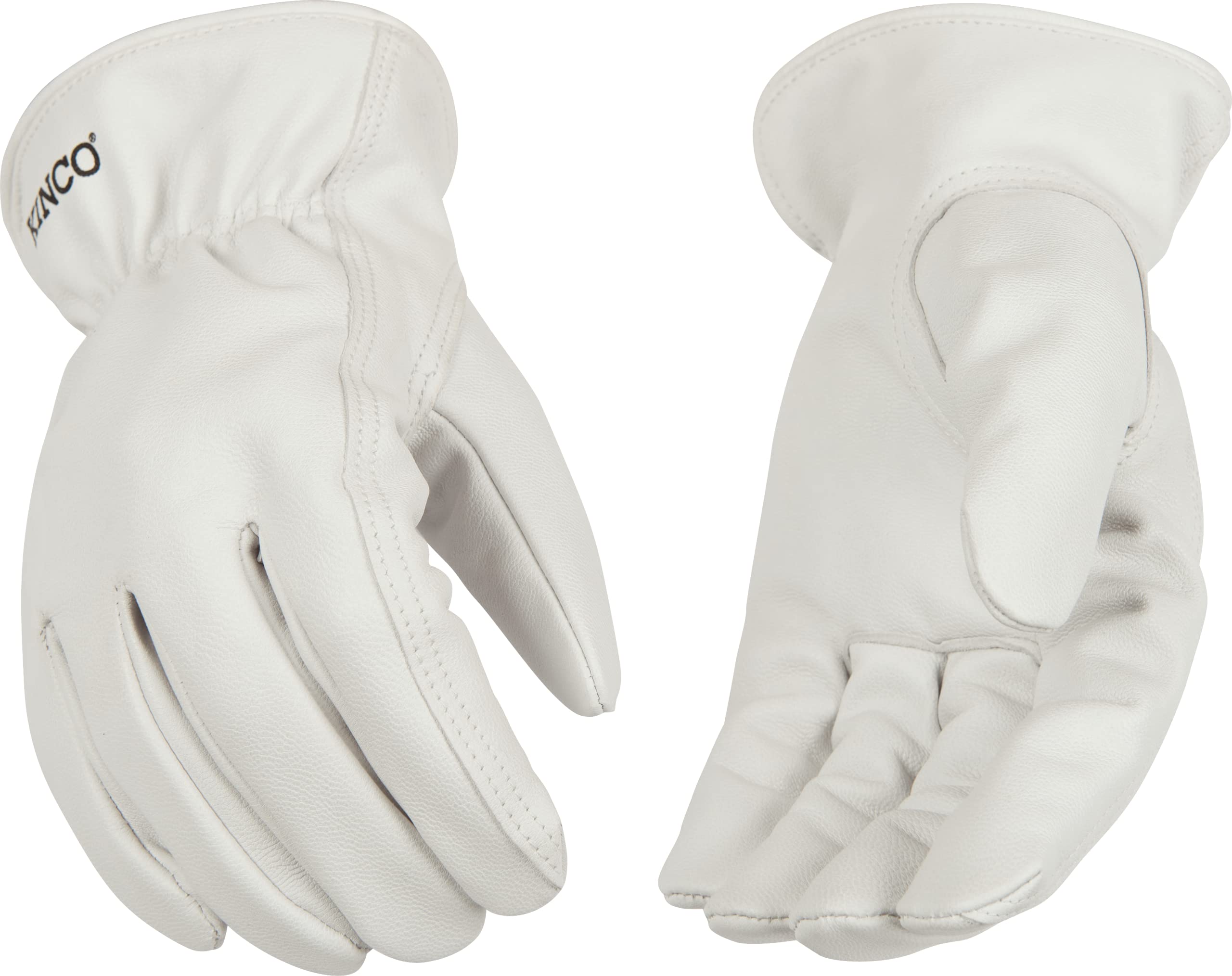 Kinco Men's White Durable Grain Goatskin Leather Gloves, Small
