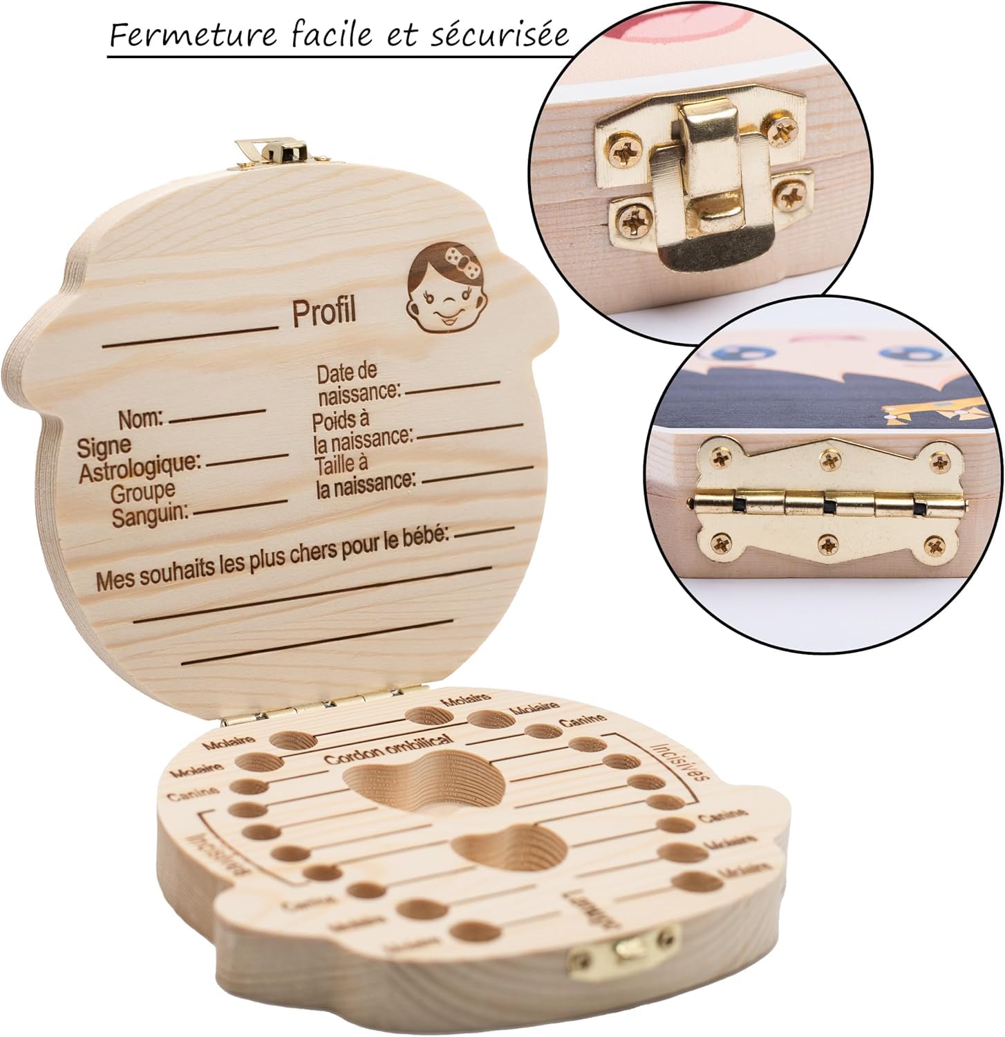 Pack Porte Souris et Boîte à Dents Bébé Garçon Fille. Boîte à Souvenirs pour Bébé. Cadeau Bebe. Cadeau Naissance. Bois Naturel. (Enfant).