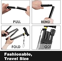 Vista 5 de Walking Cane ANCKNE Cane for Woman Lightweight, 5-Level Height Adjustable and Aluminum Folding Canes for Seniors Ergonomic Wheeled Handle