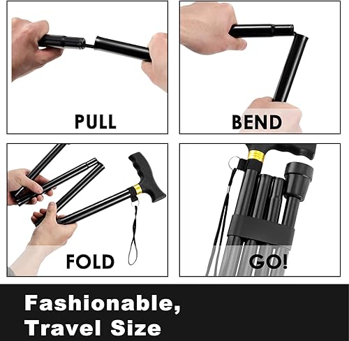 Miniatura 5 de Walking Cane ANCKNE Cane for Woman  Lightweight, 5-Level Height Adjustable and Aluminum Folding Canes for Seniors  Ergonomic Wheeled Handle