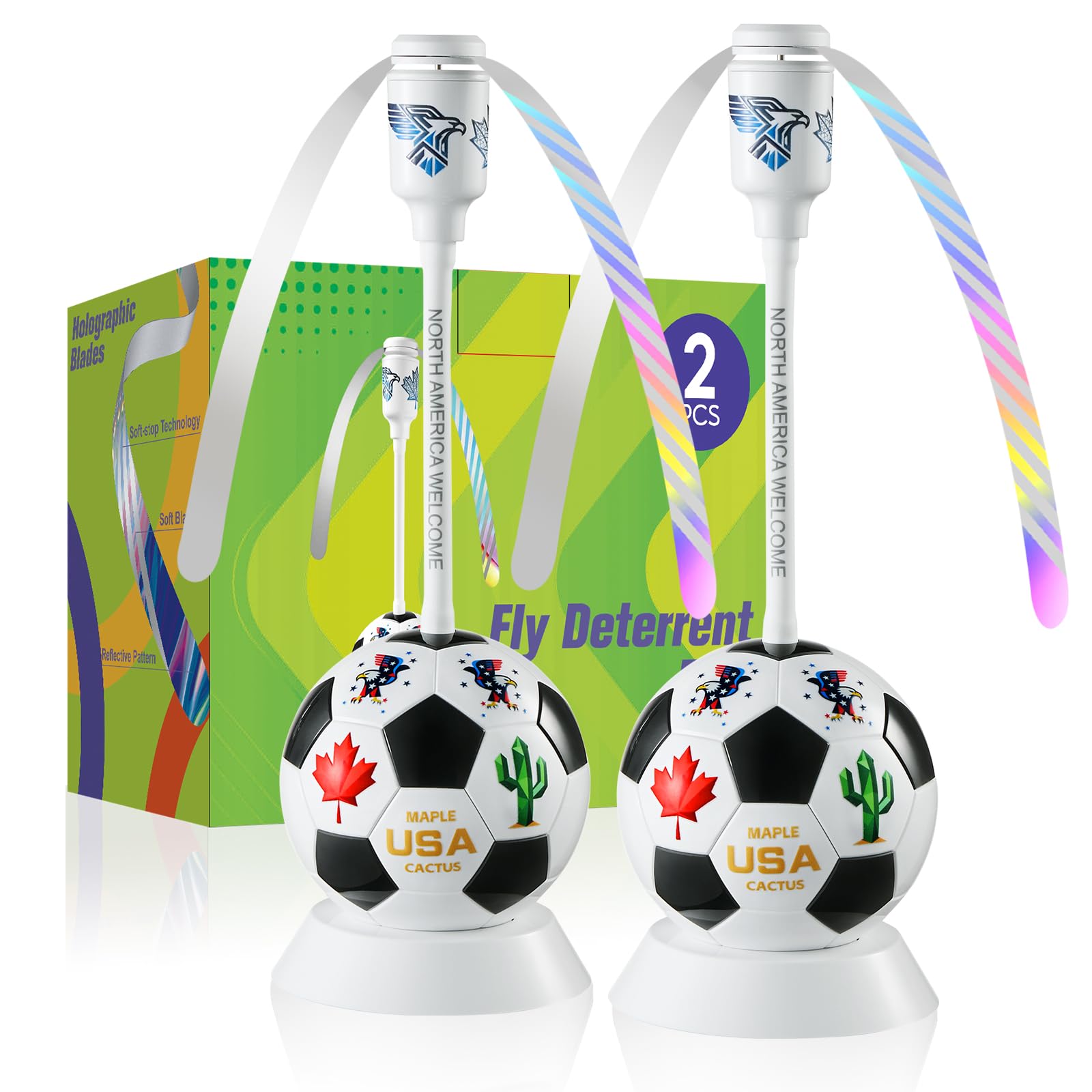 Éventail anti-mouches football (lot de 2) pour table et pique-nique