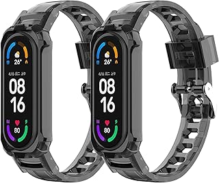 ESeekGo Replacement Strap Compatible with Xiaomi Mi Band 5 Bands/Xiaomi Mi Band 6 Bands/Amazfit Band 5 Bands, 2 Pack TPU Adjustable Replacement Bands Sport Bracelet Wristband for Women Girls Boys Kids