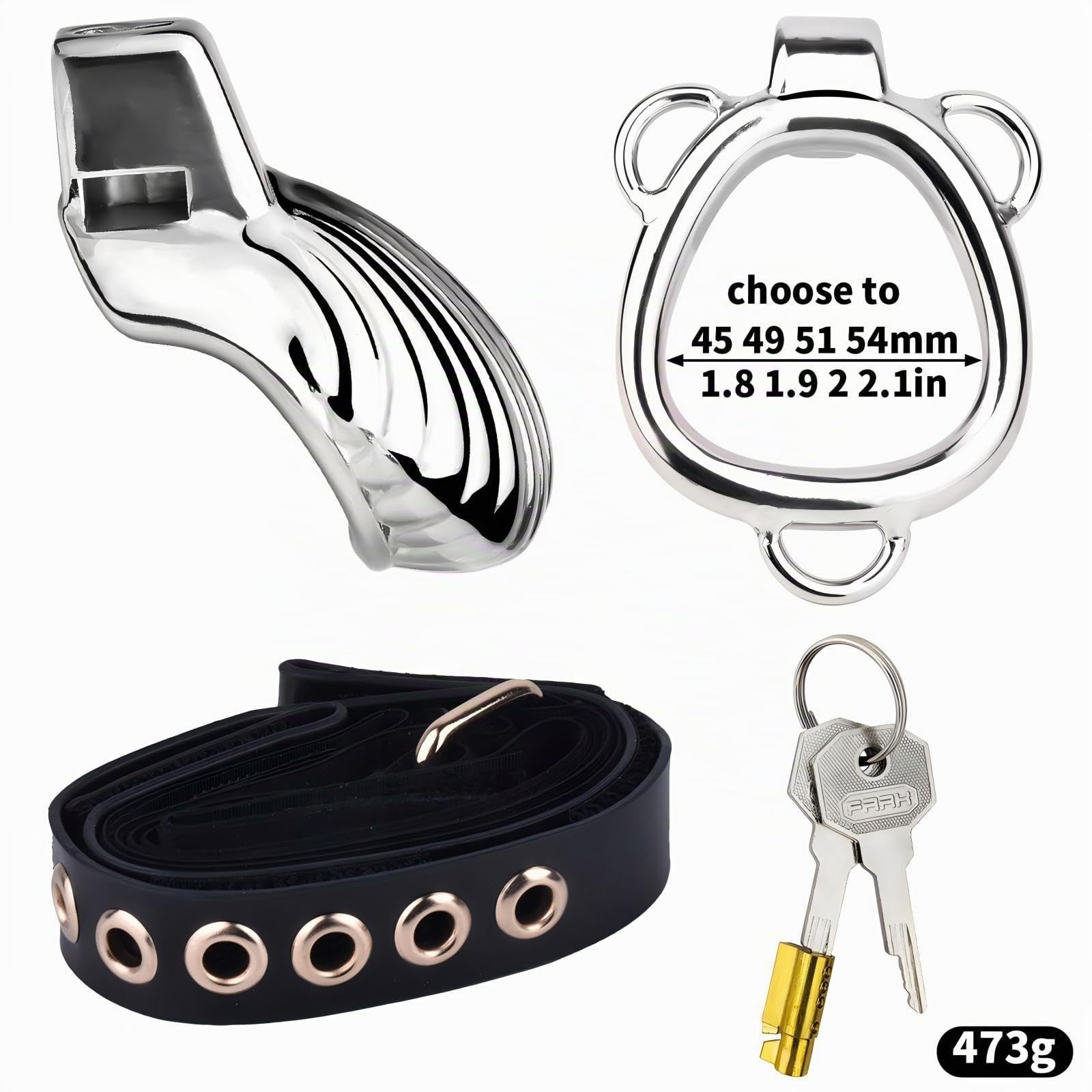 Sex Toýs Homme Cage de Chasteté en Métal Cage Chastetée Masculine avec Serrure Invisible et Ceinture Ceintures de Chasteté Utilisées pour Retenir Les Pénis Des Hommes (Silver,45mm)