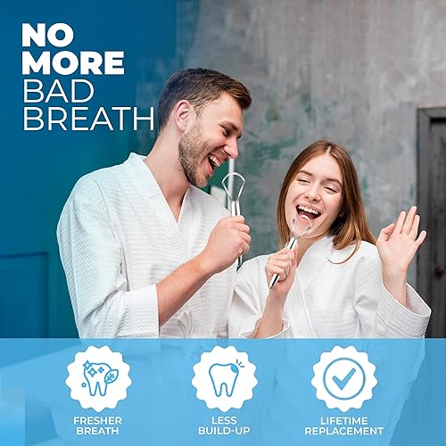 Miniatura 5 de HOKIN Raspador de lengua para adultos con estuches de viaje (paquete de 2 piezas de cuidado bucal)  Limpiadores de lengua en forma de cuchara 100%