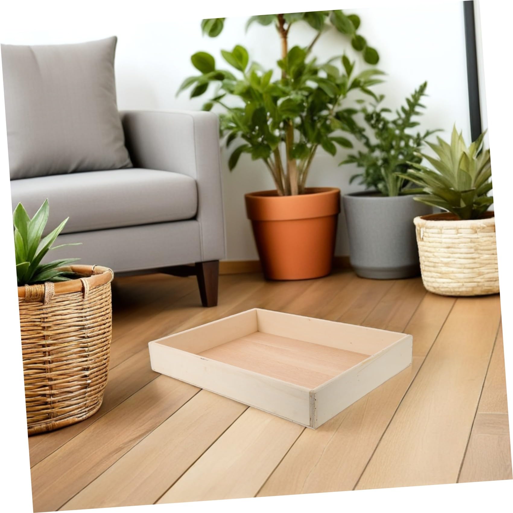 TOYANDONA Bandeja de Madera para Jardín Zen Japonesa 40x30x6 Cm, Mini Bandeja para Accesorios de Meditación y Manualidades, Contenedor de Escritorio para Bloques y Arena Decorativa