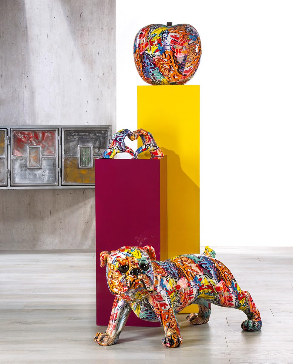 AlexandreHouse Figures Dog, Bulldog, Synthetic Resin, Multicolored, PU 1, L. 36 cm, W. 75 cm, H. 40 cm