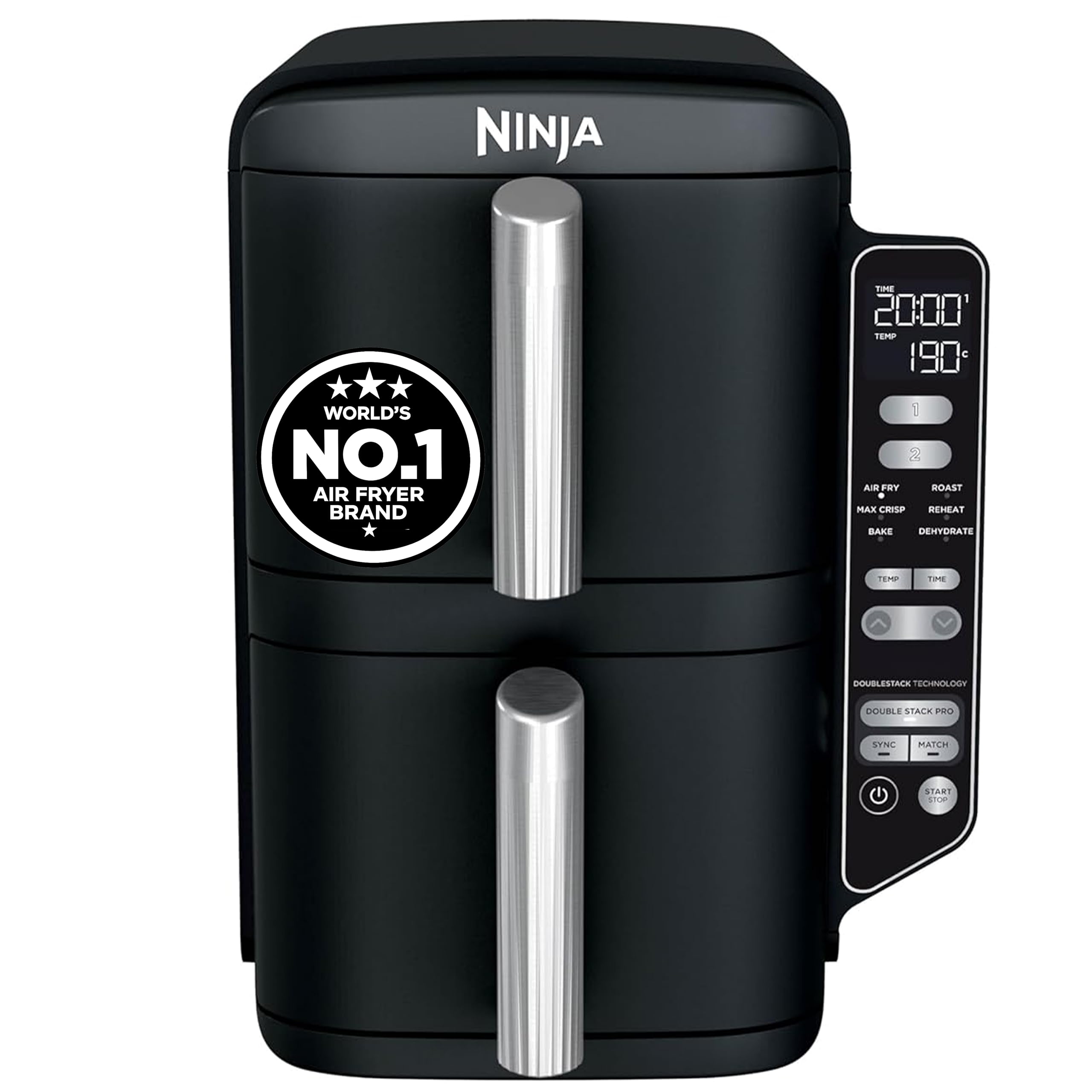 Ninja Double Stack Dual Zone Digital Air Fryer SL300IN | 2470W| Cook 4 Foods at Once |7.6L Family Size Vertical Design | 6 Cooking Functions | Oil-Free Fryer | Black-image-16