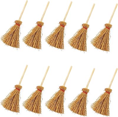 Juego de 10 Mini Escobas - Accesorios para Casa de Muñecas