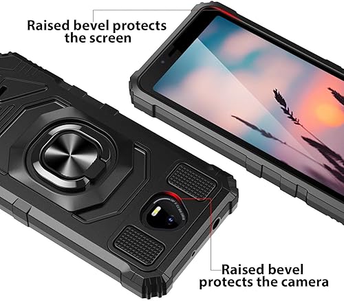 Miniatura 5 de TJS Funda compatible con Schok Volt SV55 SV55216, con protector de pantalla de vidrio templado, anillo de metal, soporte magnético resistente contra