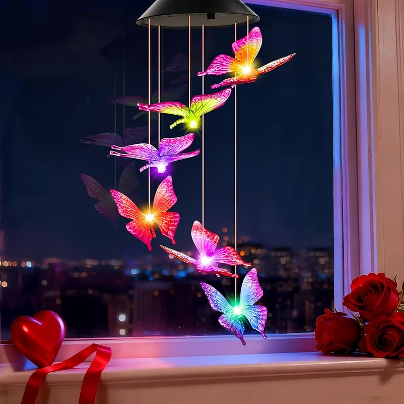 Winzwon Pillangó Szolár Szélcsengő Kültéri Kerti Lámpa Teraszra Balkonra - Butterfly