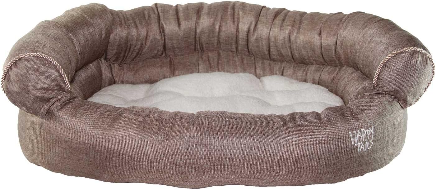 Happy Tails Faux Linen Sofa Bed for Pets, 36 by 24-Inch, Chocolate Brown