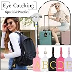 Personalized Initial Luggage Tags for Suitcases,Leather Letter Cute Luggage Tags with Privacy Name Card,Embroidered Monogrammed Travel Bag Backpack Tag Gifts for Women Kids Girls Teens(Black-A)
