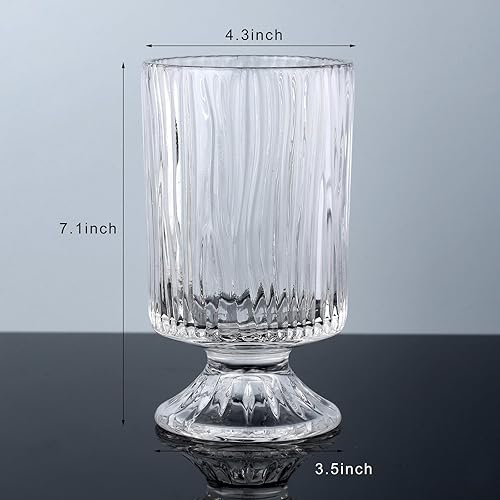 Miniatura 2 de Jarrón de cristal, florero de base grande en relieve, florero decorativo para el hogar, oficina, boda, fiesta, celebrar. Jarrón hidropónico verde