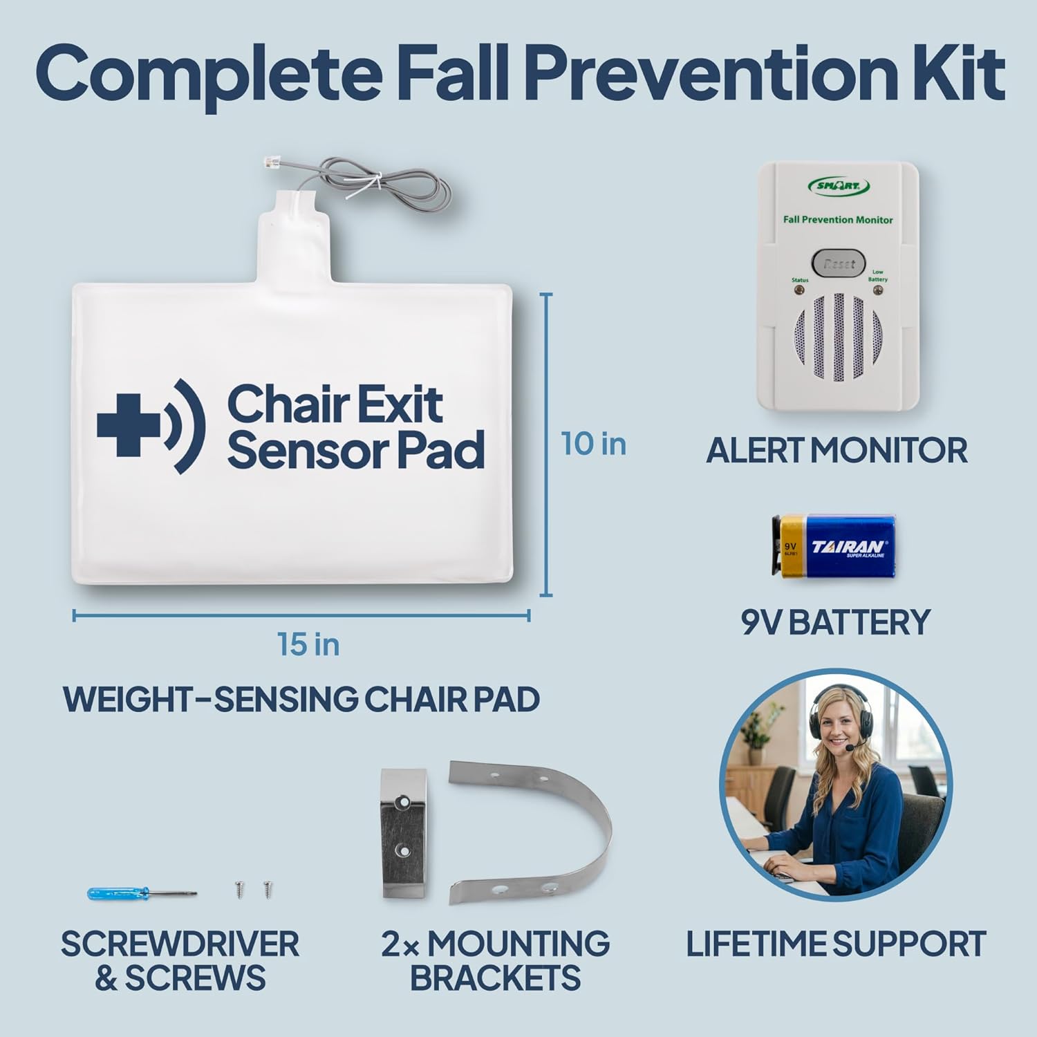 Smart Caregiver Fall Prevention Monitor and Weight Sensing Chair Pad - Alerts Caregiver When They Get Up from Chair - Chair Exit Alert for Elderly - 1 Year Warranty