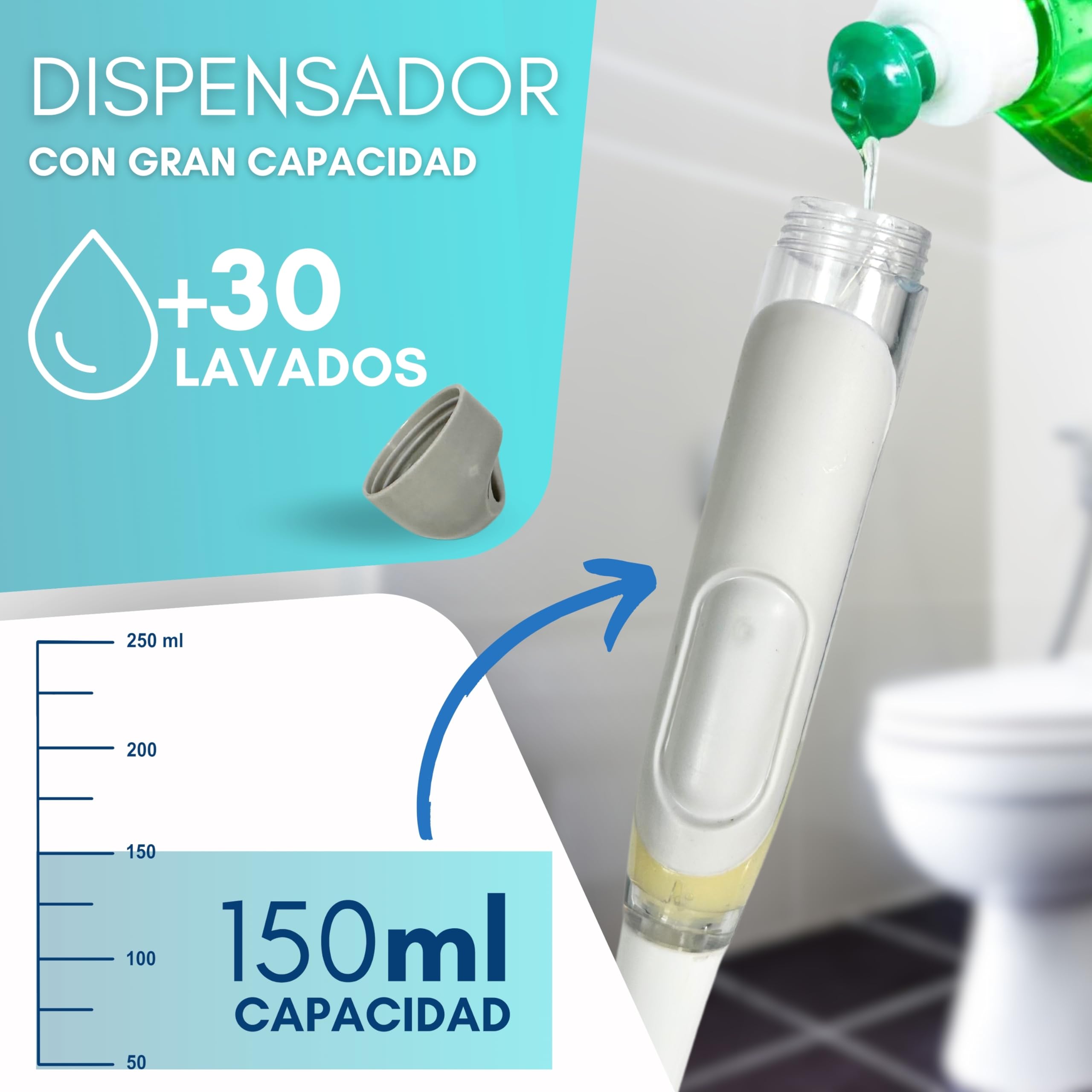 Escobilla De Baño Con Dispensador De Jabón – Silicona Flexible, Base Transpirable Anti-olor, Fácil Montaje – FLB Fly Love Buy
