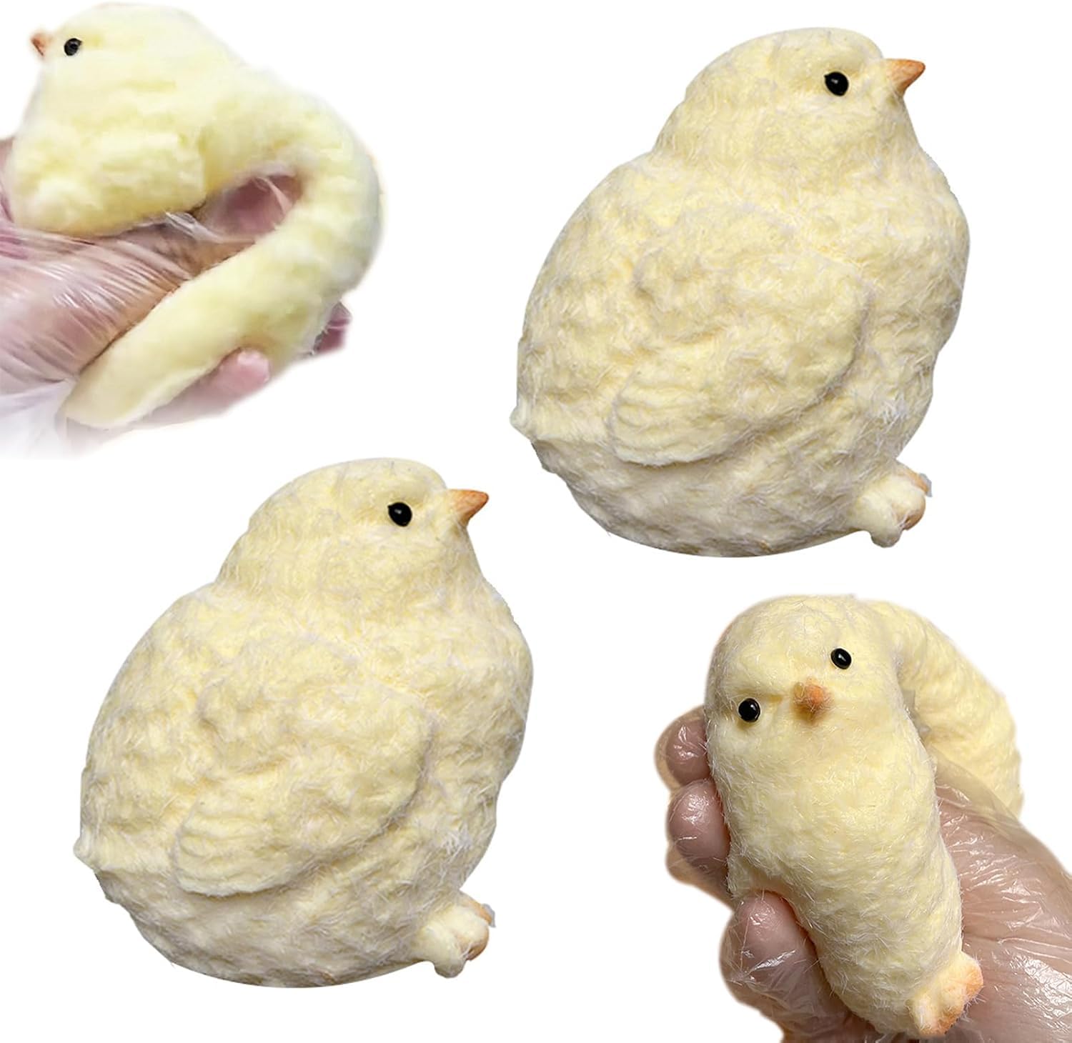 ALMEKAQUZ 2Pcs Squeeze Toys, Soft Silicone Squishy Fidget Toys for Stress Relief, Animals Kawaii Squishies Toys, Chick Squishy Toys for Kids Adults