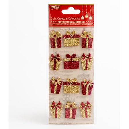 Italian Options Handmade Christmas Self Adhesive Glitter Presents 12