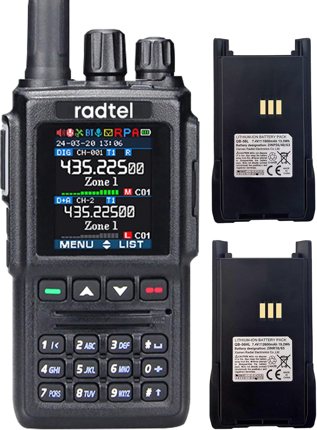 Radtel RT-7D DMR Radio UHF/VHF Dual Band Digital Analog Walkie Talkies with 4000 Channels 10000 Talk Groups / 500 000 Contacts