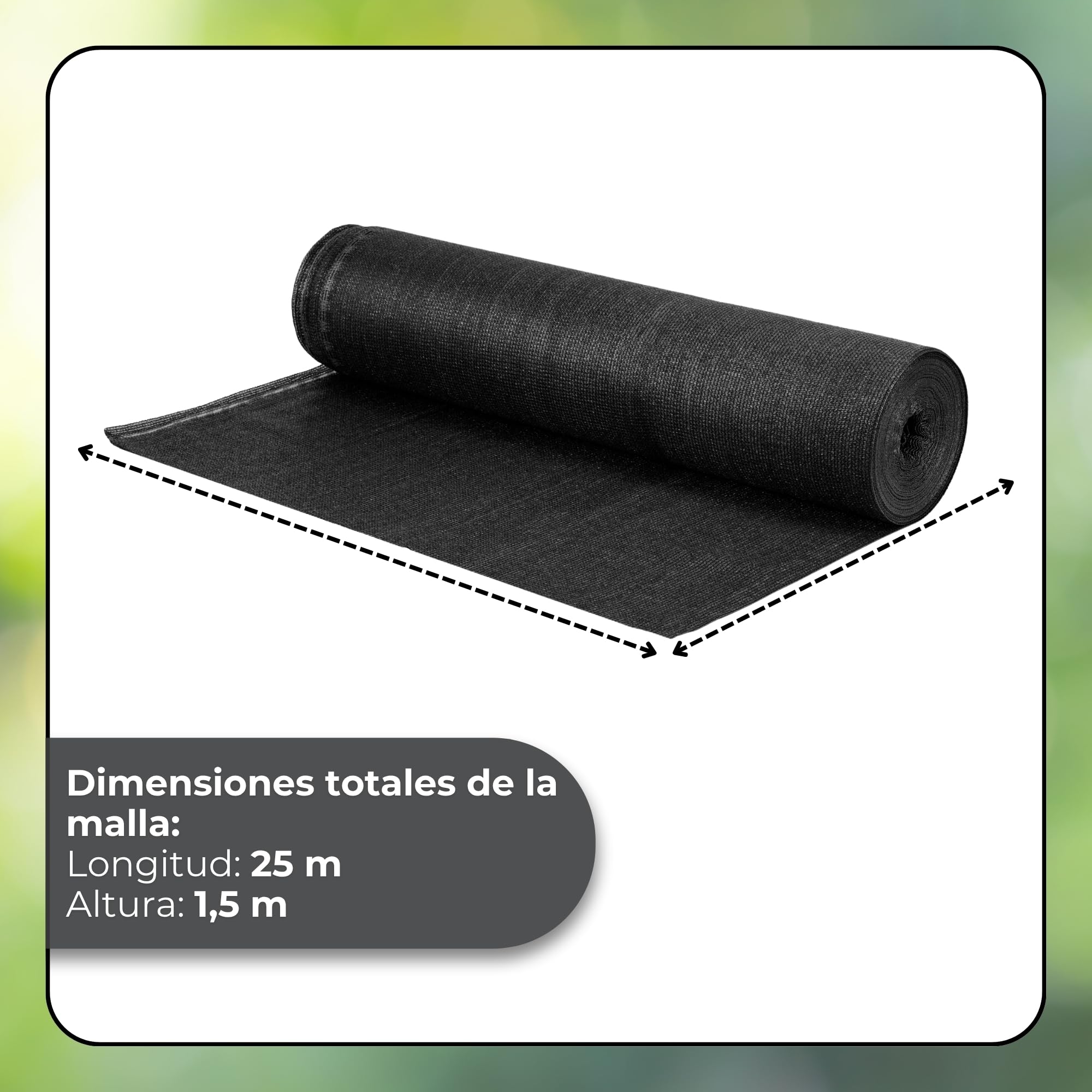SPRINGOS Malla de sombreo Malla de sombreo 1,5 x 25 m 140 g/m² Malla de sombreo Incl. 100 Bridas para Cables