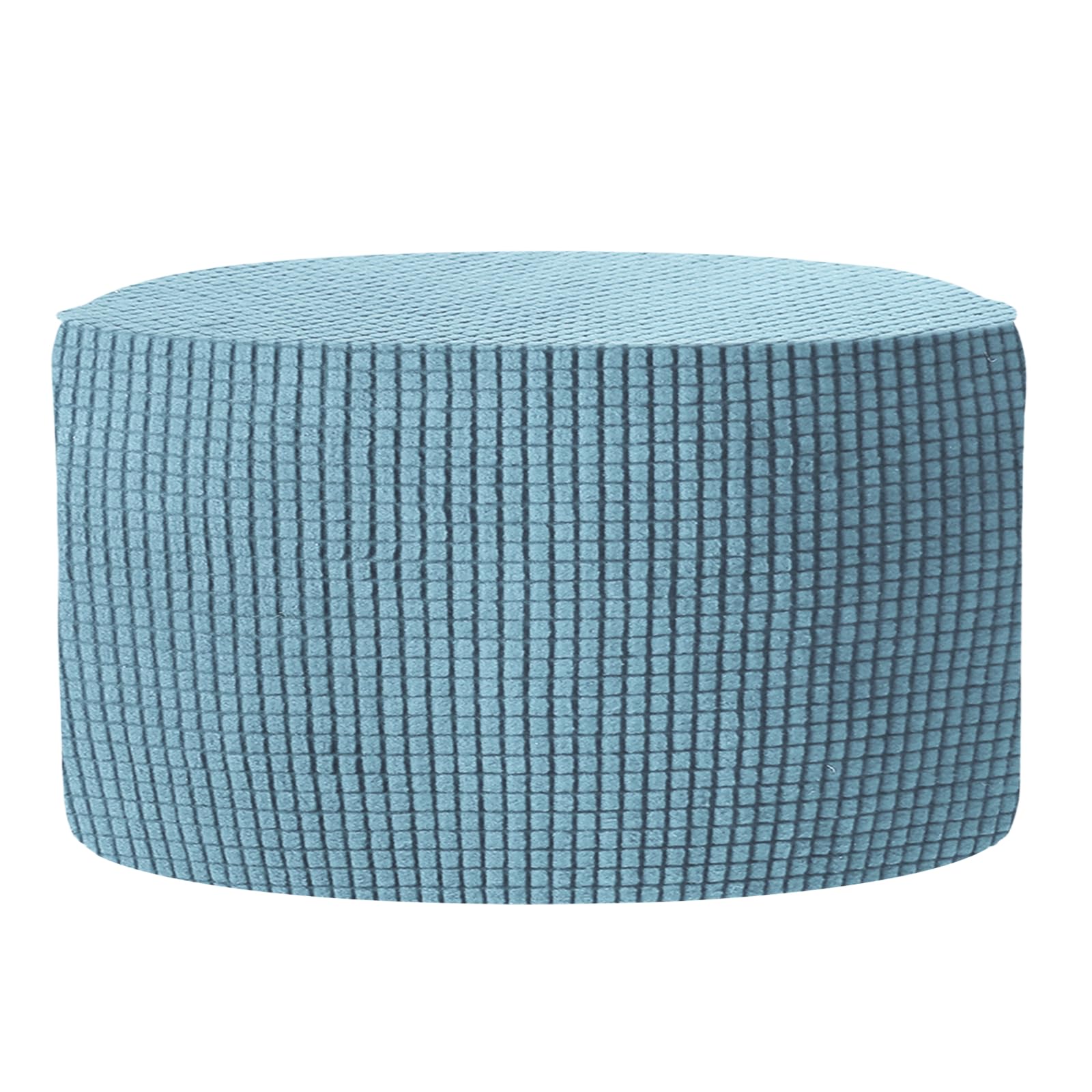 sourcing map Ottomen Cover Round, Jacquard Ottomen Slipcover with Elastic Bottom Fit 50cm-58cm/19.7"-22.8" Diameter, Stretchable Footrest Stool Covers for Furniture Protector, Dusty Blue