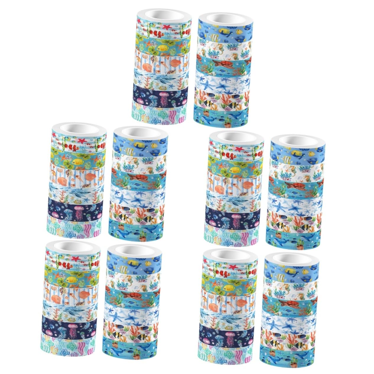 EXCEART Lot De 5 Rubans Adhésifs Washi Pour Journal Graffiti Scrapbooking Thème Oasis Océan Mer Pastel Album Ruban De Masquage Bleu Pour Carnet De Notes