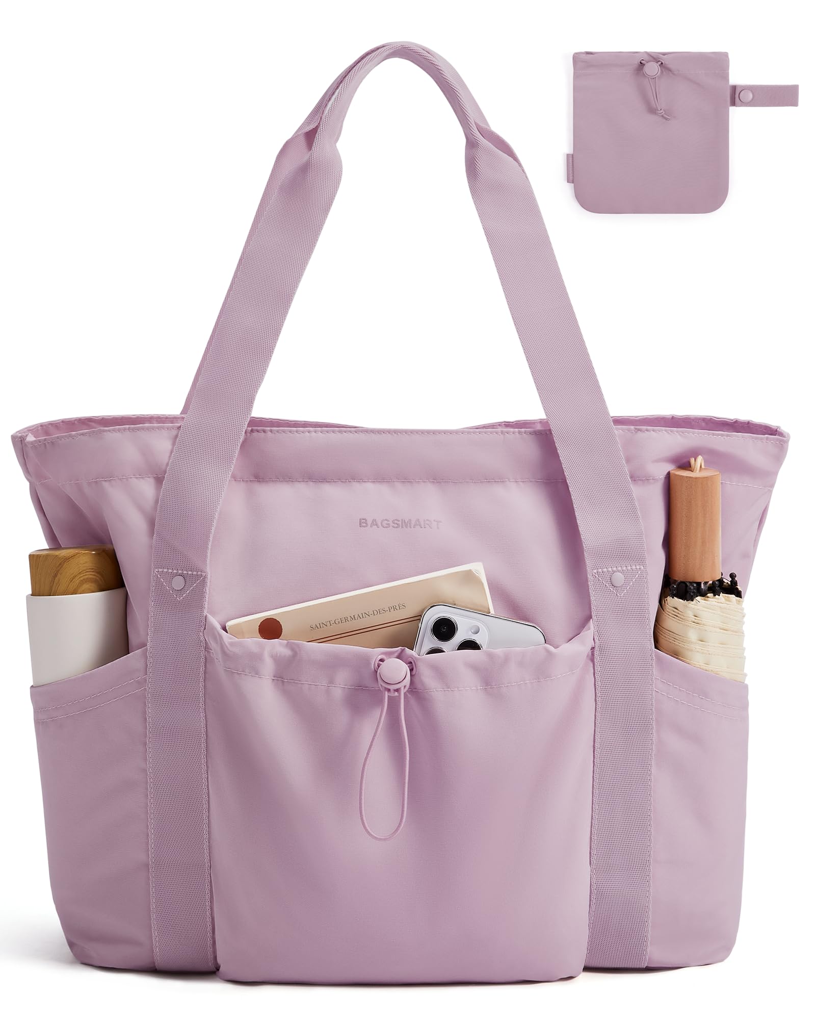 BAGSMART Women Foldable Tote Bag with Storage Bag Shoulder Bag Handbag for Travel, Work