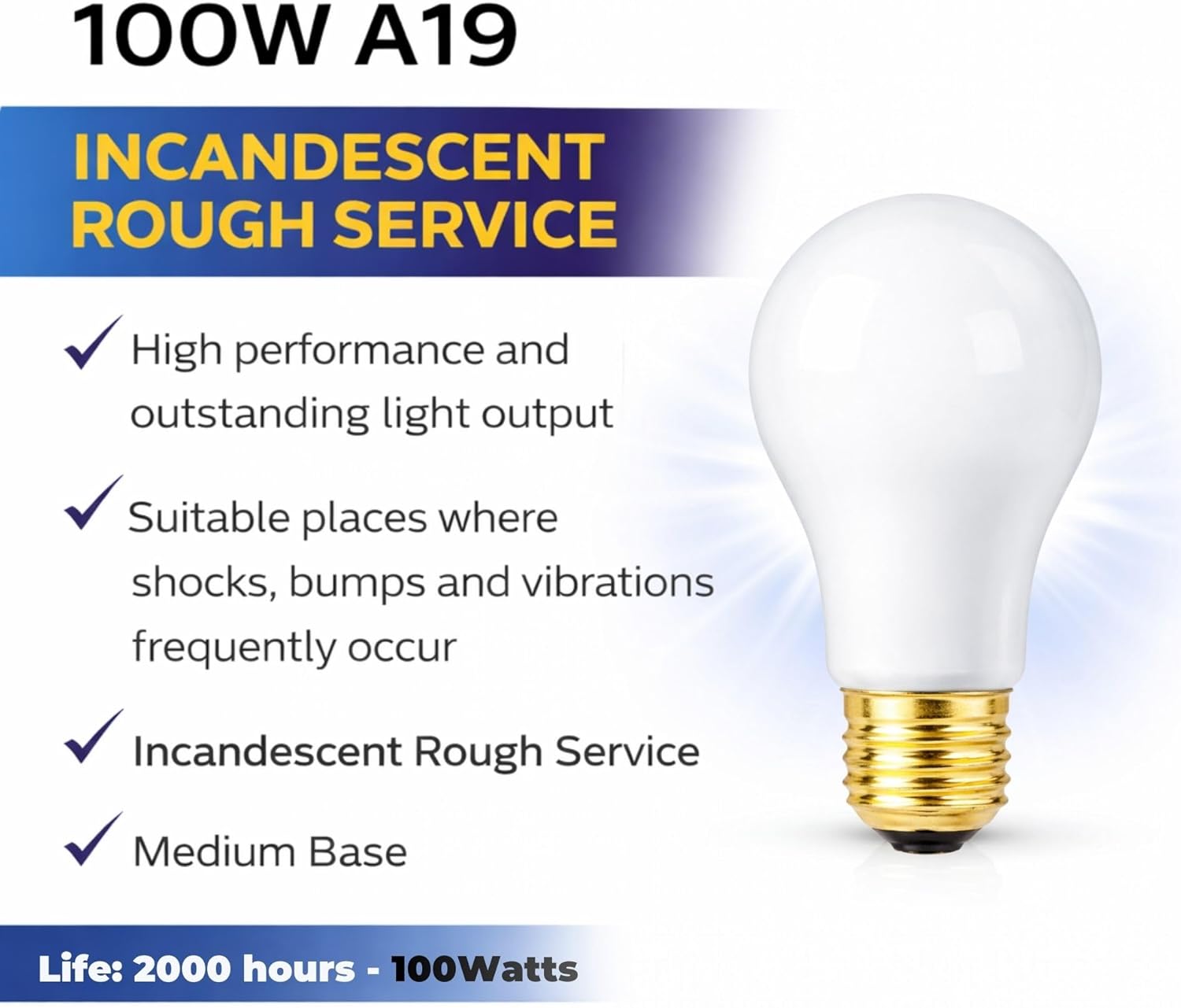Frosted Rough Light Bulbs 100W A19 - Pack of 12