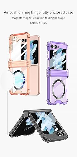 Miniatura 7 de Funda magnética integrada con protector de pantalla para Samsung Galaxy Z Flip 5 4, compatible con MagSafe, protección de bisagra completa, cubierta