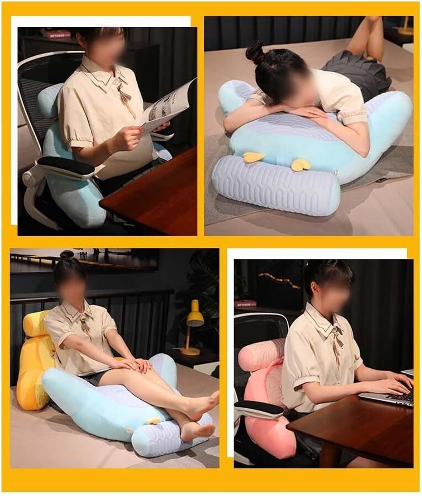 Cojín de Apoyo Lumbar for Silla Cama Que Alivia la Fatiga. Almohada mullida y cómoda(Yellow,65 * 45CM)